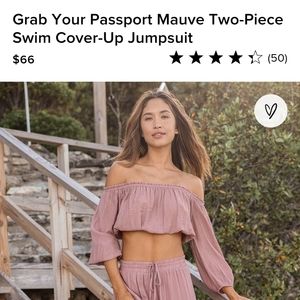 Lulus Grab Your Passport Mauve Two-Piece Swim Cover-Up Jumpsuit Small